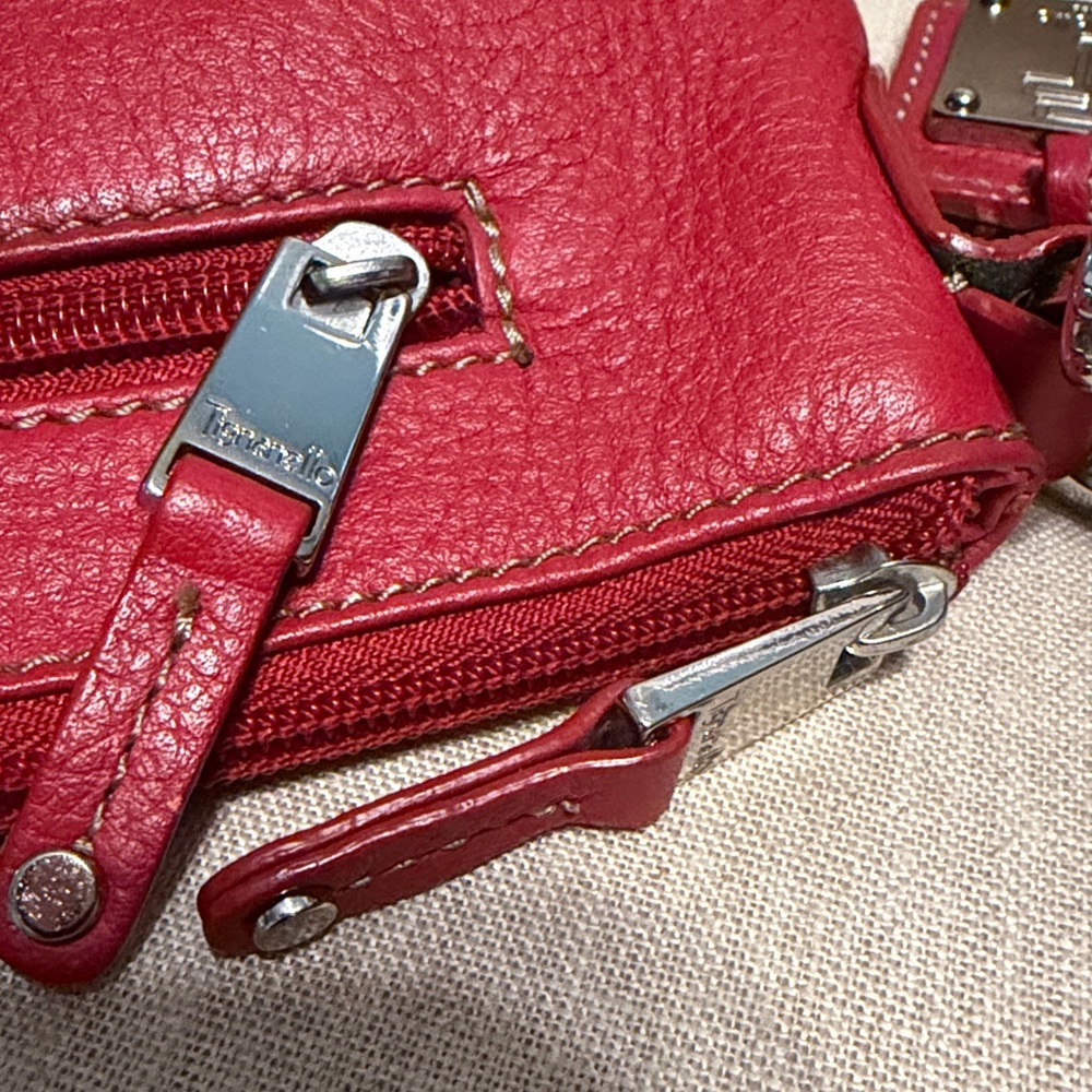 Tignanello Red Pebbled Leather Shoulder Bag - Picture 8 of 15